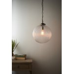 Brydon - Antique Brass Big Pendant with Clear Ribbed Glass Brydon - Antique Brass Big Pendant with Clear Ribbed Glass