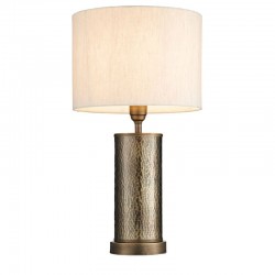 Indara - Hammered Bronze Table Lamp with Natural Linen Shade Indara - Hammered Bronze Table Lamp with Natural Linen Shade
