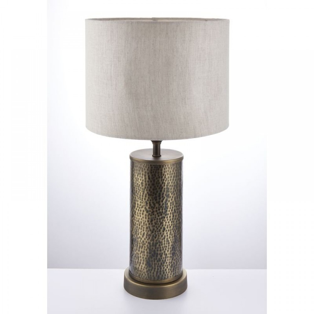 Endon 71591 Indara - Natural Linen & Hammered Bronze Table Lamp