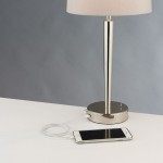 Syon - Bright Nickel USB Table Lamp with Mink Shade Syon - Bright Nickel USB Table Lamp with Mink Shade