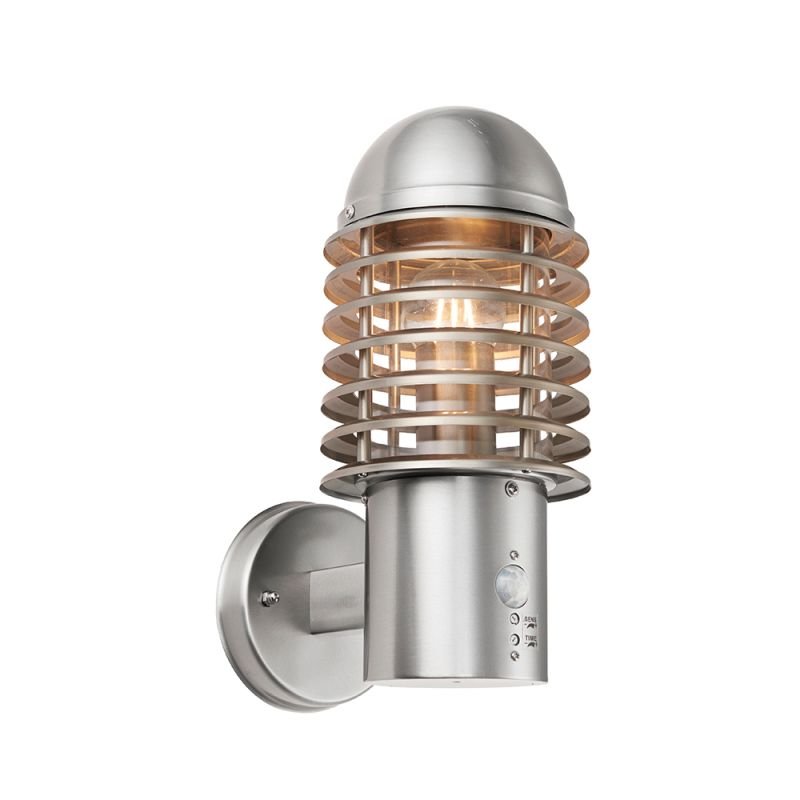 Endon-72381 - Louvre - Stainless Steel Uplight PIR Wall Lamp