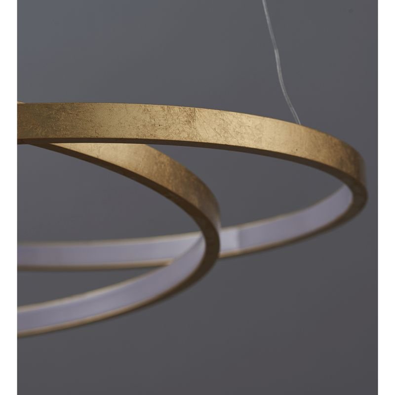 Endon-72479 - Scribble - LED Frosted & Gold Leaf Ring Pendant