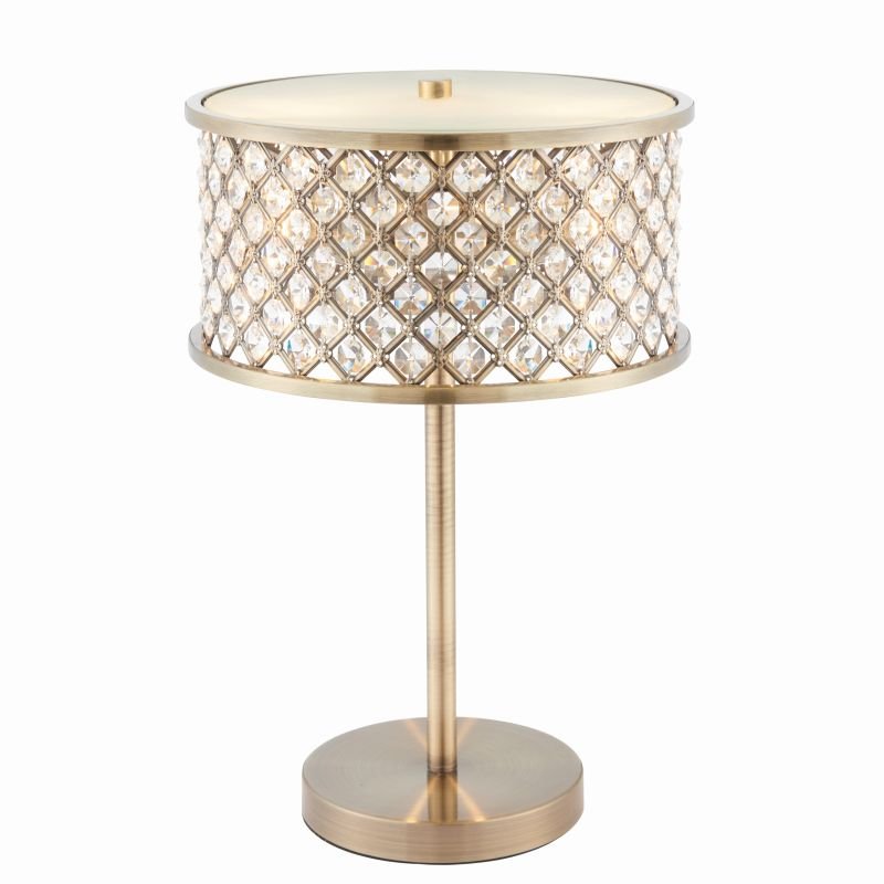 Table & Floor Lamp - Hudson - Crystal & Opal Diffuser with Antique Brass Table Lamp Endon-72749 - Hudson - Crystal & Opal Diffuser with Antique Brass Table Lamp