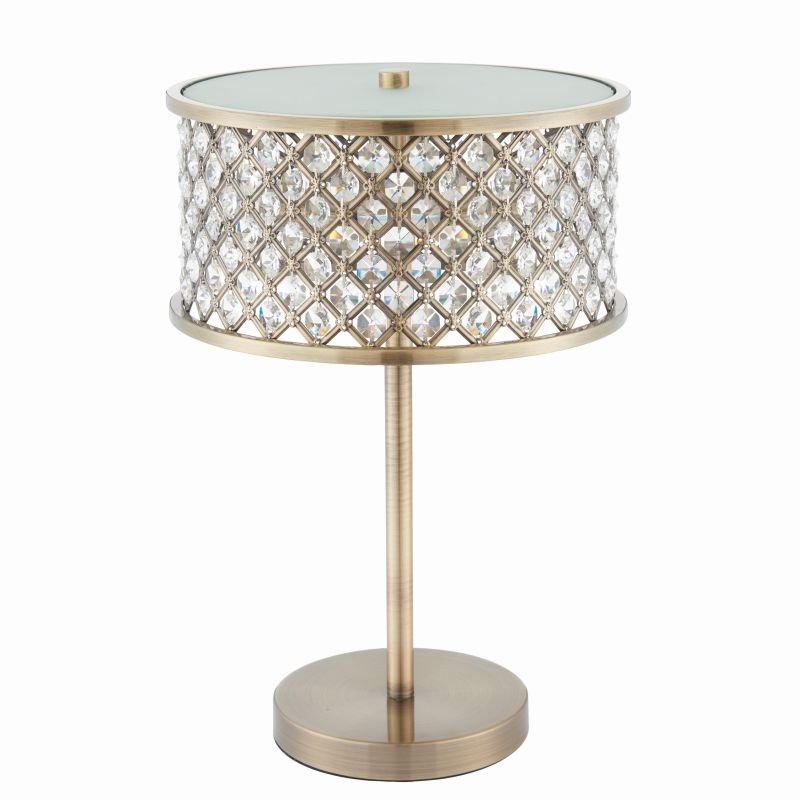 Table & Floor Lamp - Hudson - Crystal & Opal Diffuser with Antique Brass Table Lamp Endon-72749 - Hudson - Crystal & Opal Diffuser with Antique Brass Table Lamp