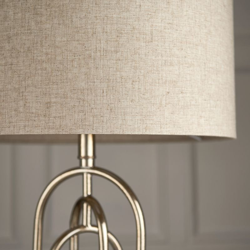 Table & Floor Lamp - Meera - Natural Linen & Antique Silver Table Lamp Endon-72803 - Meera - Natural Linen & Antique Silver Table Lamp