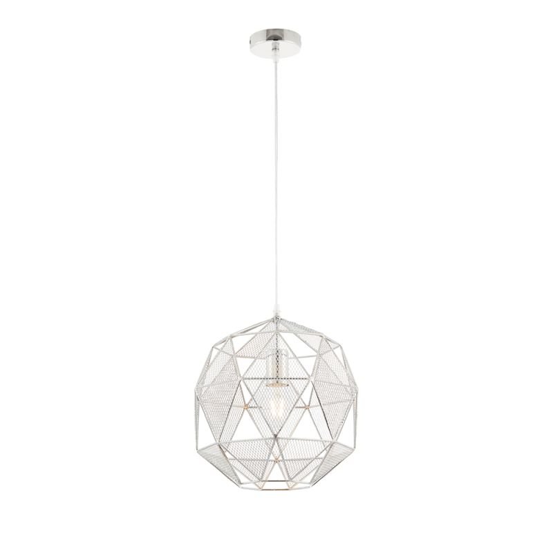 Ceiling Lights - Armour - Chrome Geometric Cage Pendant Endon-72817 - Armour - Chrome Geometric Cage Pendant
