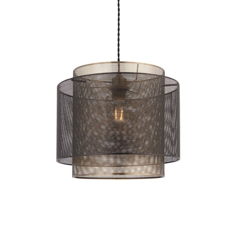 Accessories - Plexus - Matt Black & Antique Brass Shade for Pendant Endon-72829 - Plexus - Matt Black & Antique Brass Shade for Pendant