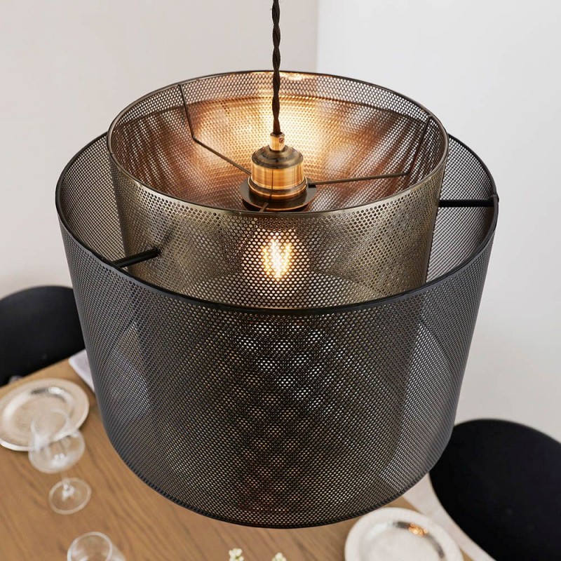 Endon-72829 - Plexus - Shade Only - Matt Black and Antique Brass Ø 25 cm