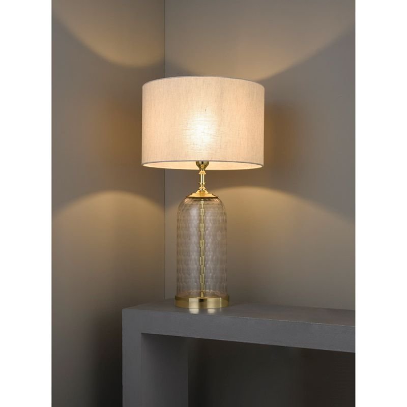 Endon-73106 - Wistow - Base Only - Clear Glass & Brass Table Lamp