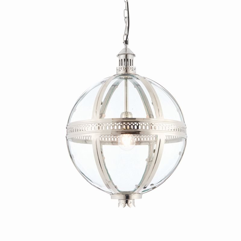 Ceiling Lights - Vienna - Clear Glass & Bright Nickel Big Lantern Pendant Endon-73108 - Vienna - Clear Glass & Bright Nickel Big Lantern Pendant