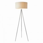 Tri - Chrome Tripod Floor Lamp with Ivory Shade Tri - Chrome Tripod Floor Lamp with Ivory Shade