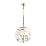 Miele - Antique Brass 3 Light Lantern Pendant with Hexagonal Glasses Miele - Antique Brass 3 Light Lantern Pendant with Hexagonal Glasses