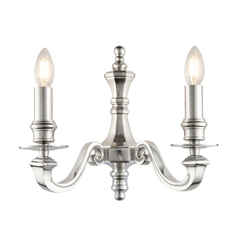Wall Lights - Finsbury - Polished Aluminium 2 Light Wall Lamp Endon-73584 - Finsbury - Polished Aluminium 2 Light Wall Lamp