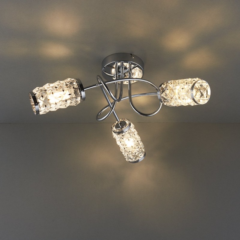 Bathroom Lights - Colby - Polished Chrome with Glass 3 Light Centre Fitting Endon-73600 - Colby - Polished Chrome with Glass 3 Light Centre Fitting