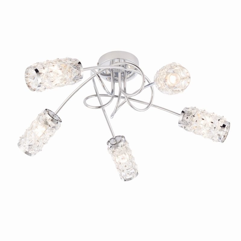 Bathroom Lights - Colby - Polished Chrome with Glass 5 Light Centre Fitting Endon-73601 - Colby - Polished Chrome with Glass 5 Light Centre Fitting
