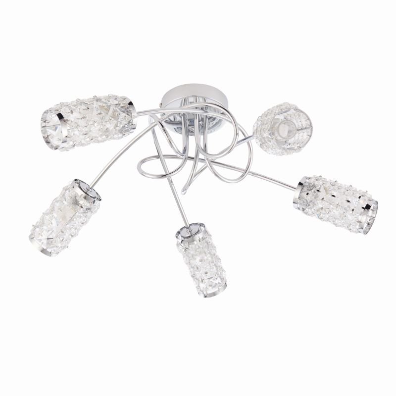 Bathroom Lights - Colby - Polished Chrome with Glass 5 Light Centre Fitting Endon-73601 - Colby - Polished Chrome with Glass 5 Light Centre Fitting