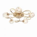 Aherne - Antique Brass 5 Light Centre Fitting with Decorative Glasses Aherne - Antique Brass 5 Light Centre Fitting with Decorative Glasses