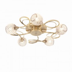 Aherne - Antique Brass 5 Light Centre Fitting with Decorative Glasses Aherne - Antique Brass 5 Light Centre Fitting with Decorative Glasses