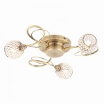 Aherne - Antique Brass 3 Light Centre Fitting with Decorative Glass