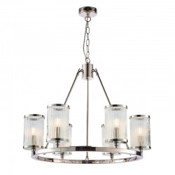 Easton - Nickel 6 Light Pendant with Ribbed & Bubble Glasses Easton - Nickel 6 Light Pendant with Ribbed & Bubble Glasses