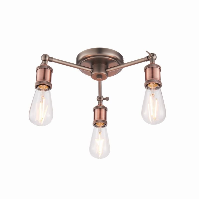 Endon-76124 - Hal - Aged Pewter and Aged Copper 3 Light Centre Fitting