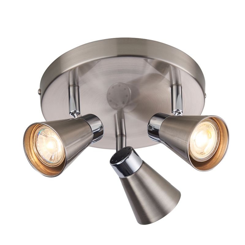 Kitchen Lights - Kai - Satin Nickel & Chrome Round 3 Light Spotlights Endon-76204 - Kai - Satin Nickel & Chrome Round 3 Light Spotlights