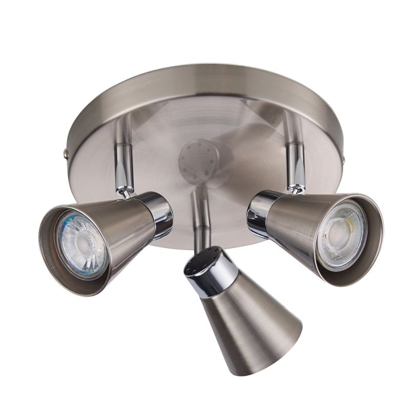 Kitchen Lights - Kai - Satin Nickel & Chrome Round 3 Light Spotlights Endon-76204 - Kai - Satin Nickel & Chrome Round 3 Light Spotlights