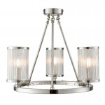 Easton - Nickel 3 Light Ceiling Lamp with Ribbed & Bubble Glasses Easton - Nickel 3 Light Ceiling Lamp with Ribbed & Bubble Glasses