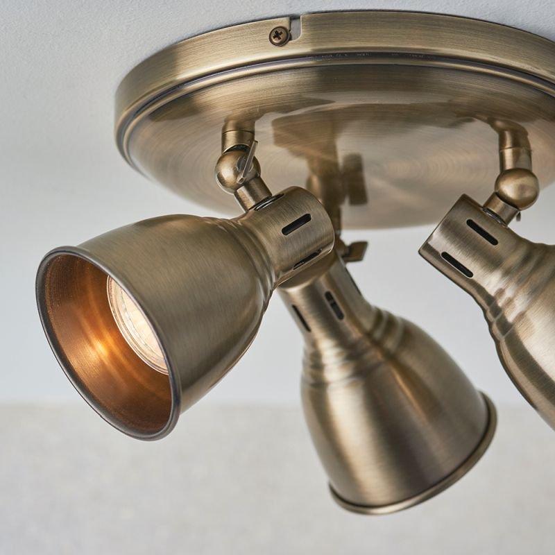 Endon-76279 - Westbury - Antique Brass Round 3 Light Spotlights