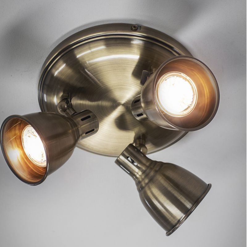 Endon-76279 - Westbury - Antique Brass Round 3 Light Spotlights