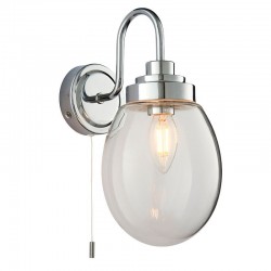 Hampton - Bathroom Chrome Wall Lamp with Clear Glass Hampton - Bathroom Chrome Wall Lamp with Clear Glass