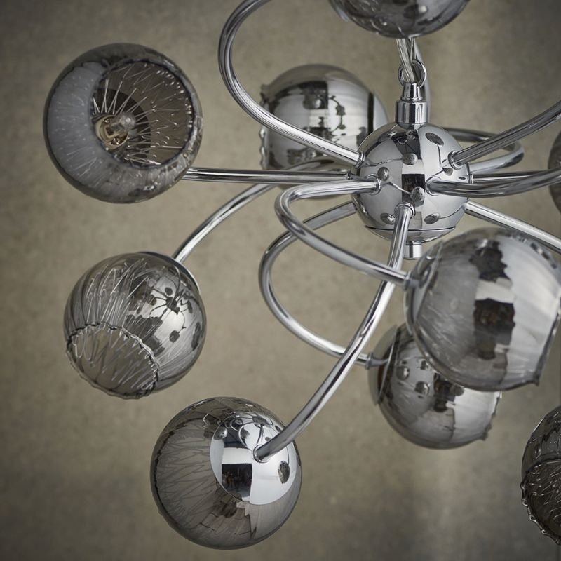 Ceiling Lights - Aerith - Smoky Mirror Glass & Chrome 12 Light Centre Fitting Endon-76315 - Aerith - Smoky Mirror Glass & Chrome 12 Light Centre Fitting