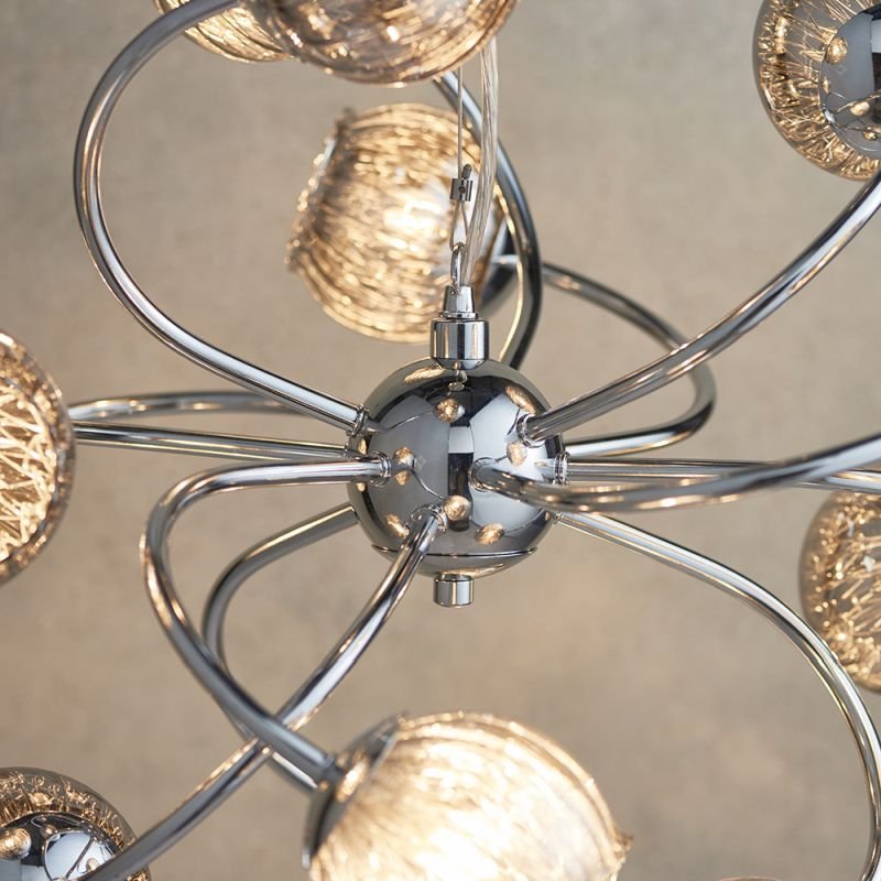 Ceiling Lights - Aerith - Smoky Mirror Glass & Chrome 12 Light Centre Fitting Endon-76315 - Aerith - Smoky Mirror Glass & Chrome 12 Light Centre Fitting