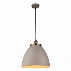 Franklin - Antique Brass Pendant with Taupe Metal Shade