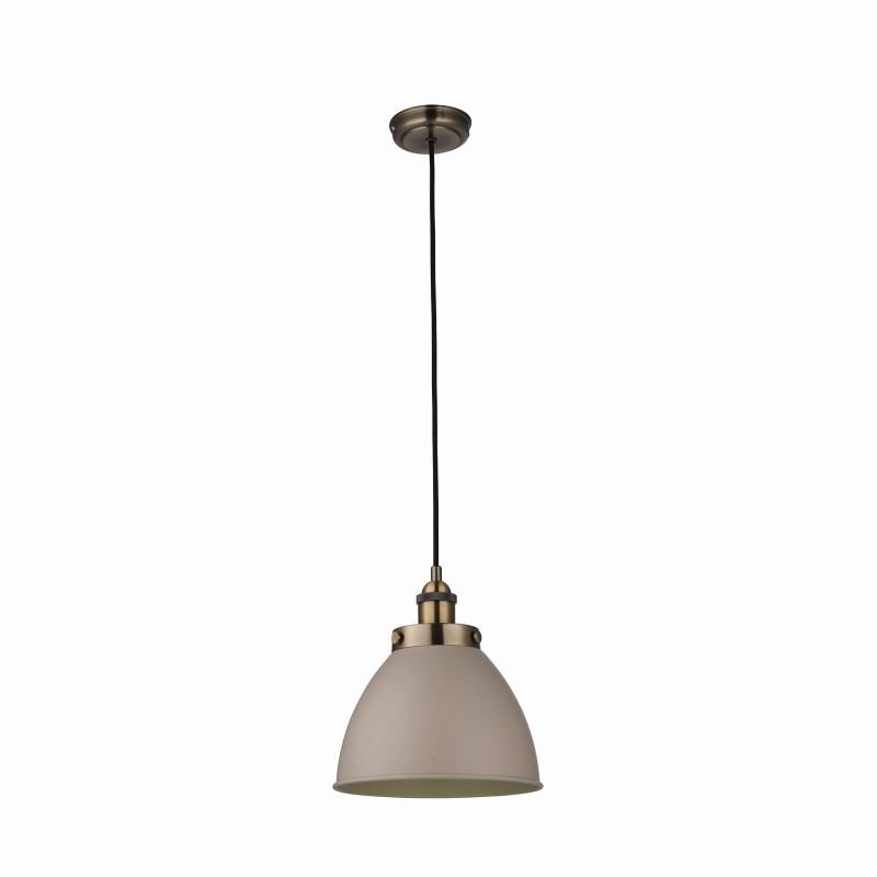 Endon-76328 - Franklin - Taupe with Antique Brass Small Pendant