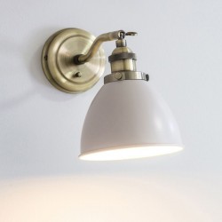 Franklin - Antique Brass Wall Lamp with Taupe Metal Shade Franklin - Antique Brass Wall Lamp with Taupe Metal Shade