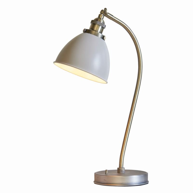 Table & Floor Lamp - Franklin - Taupe with Antique Brass Desk Lamp Endon-76331 - Franklin - Taupe with Antique Brass Desk Lamp