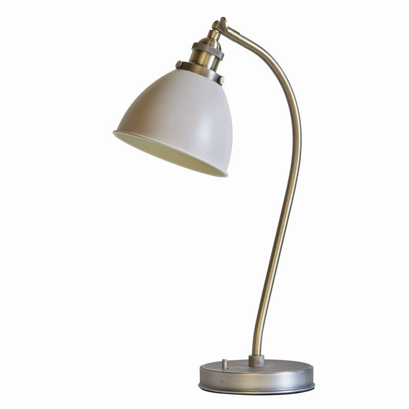 Table & Floor Lamp - Franklin - Taupe with Antique Brass Desk Lamp Endon-76331 - Franklin - Taupe with Antique Brass Desk Lamp