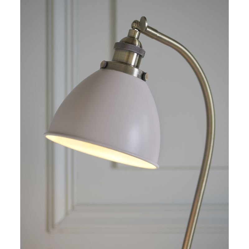 Table & Floor Lamp - Franklin - Taupe with Antique Brass Desk Lamp Endon-76331 - Franklin - Taupe with Antique Brass Desk Lamp