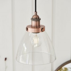 Hansen - Aged Copper Pendant with Clear Glass Shade Hansen - Aged Copper Pendant with Clear Glass Shade