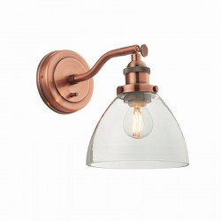 Hansen - Aged Copper Wall Lamp with Clear Glass Shade Hansen - Aged Copper Wall Lamp with Clear Glass Shade