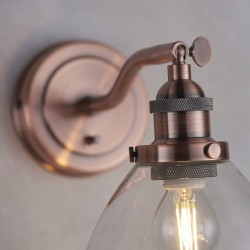Hansen - Aged Copper Wall Lamp with Clear Glass Shade Hansen - Aged Copper Wall Lamp with Clear Glass Shade