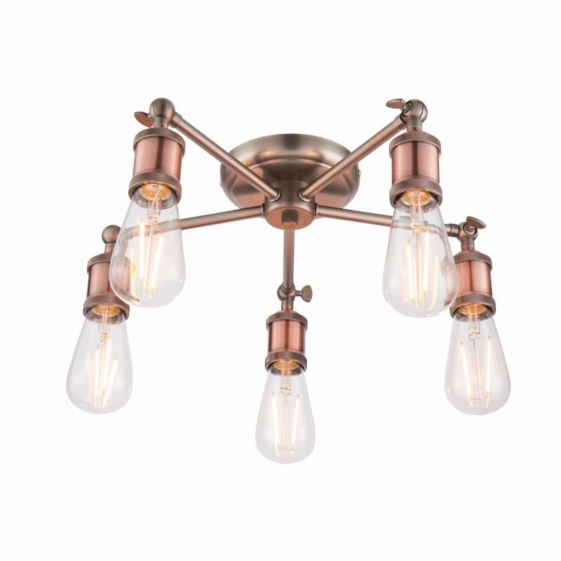 Endon-76336 - Hal - Aged Pewter and Aged Copper 5 Light Centre Fitting