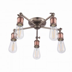 Hal - Aged Pewter & Aged Copper 5 Light Centre Fitting Hal - Aged Pewter & Aged Copper 5 Light Centre Fitting