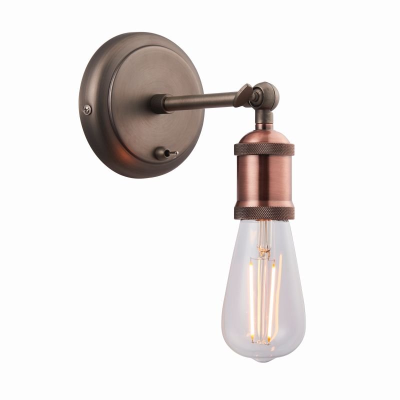 Endon-76338 - Hal - Aged Pewter and Aged Copper Wall Lamp