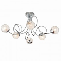 Auria - Chrome 6 Light Ceiling Lamp with Decorative Glasses Auria - Chrome 6 Light Ceiling Lamp with Decorative Glasses