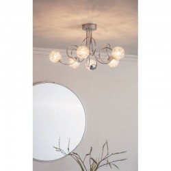 Auria - Chrome 6 Light Ceiling Lamp with Decorative Glasses Auria - Chrome 6 Light Ceiling Lamp with Decorative Glasses