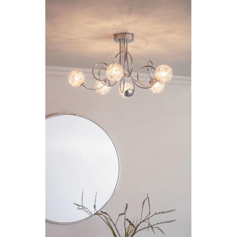 Endon-76349 - Auria - Clear Glass with Striking Pattern 6 Light Ceiling Lamp