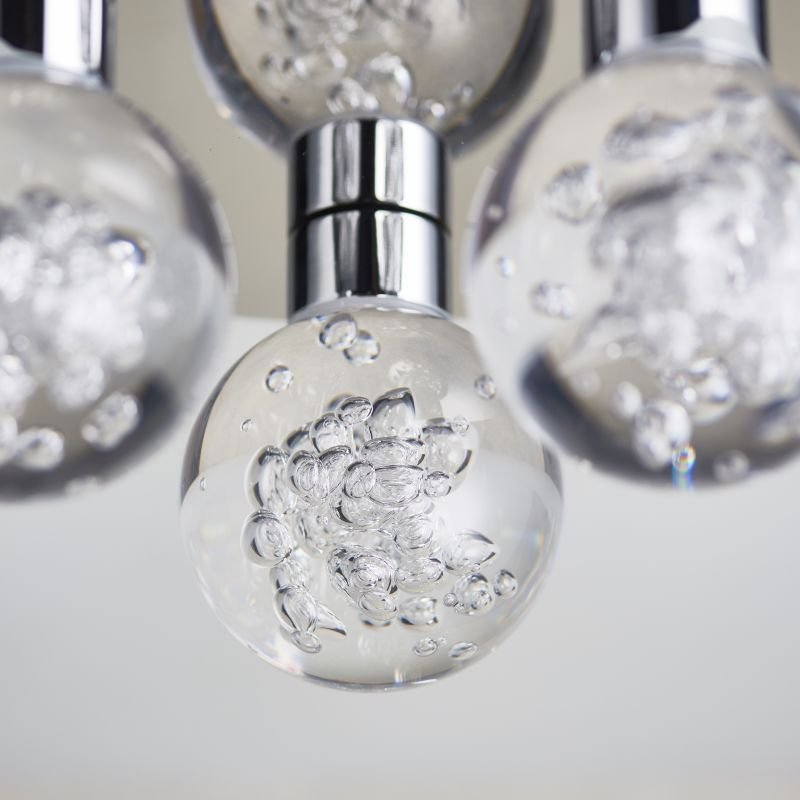Bathroom Lights - Versa - LED Polished Chrome with Globe 5 Light Ceiling Lamp Endon-76365 - Versa - LED Polished Chrome with Globe 5 Light Ceiling Lamp