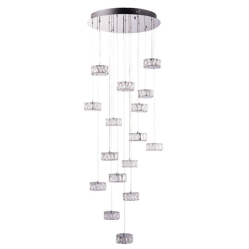 Endon-76486 - Prisma - LED Crystal & Chrome 16 Light Cluster Pendant